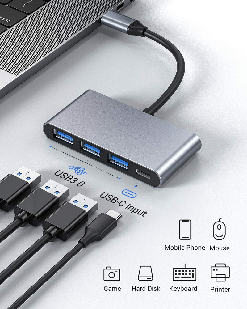 USB C Hub Adapter for MacBook Air, MacBook Pro Accessories with 3 USB 3.0, PD3.0 Power Delivery, MacBook USB Adapter Compatible MacBook Pro 2020-2016 13/15/16, 2020-2018 Mac Air, ChromeBook and More Space gray - LeoForward Australia
