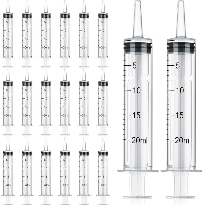  [AUSTRALIA] - 20 Packs Plastic Syringe Liquid Measuring Syringe with Measurement 20 ml Needleless Industrial Syringe for Labs Measuring Liquids Feeding Pets Gardening Oil or Glue Applicator Favors