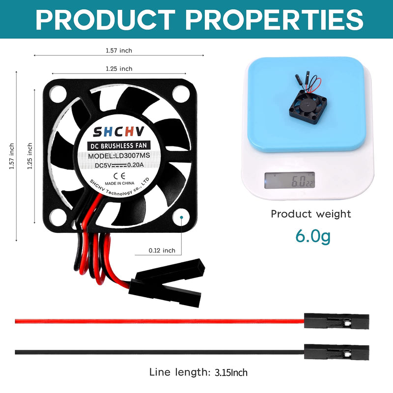  [AUSTRALIA] - 6PCS Raspberry Pi Fan DC Brushless Cooling Fan 3.3V 5V Heatsink Cooler Separating Terminal for Raspberry Pi 4B / 3B+ / 3B/ Zero/Zero W or Other Robot Project