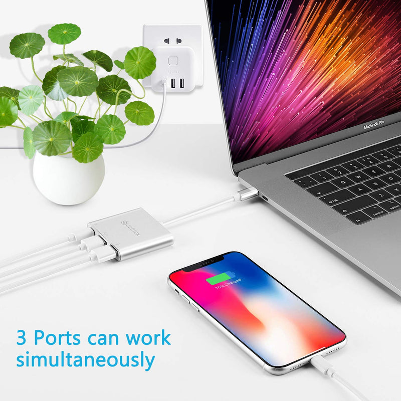 3 in 1 USB C Hub to HDMI Port+ USB3.0 Port+ USB C PD3.0 Charging Port with Data Transferring for MacBook Pro 2019/2018/2017, Samsung S8/S9 - LeoForward Australia