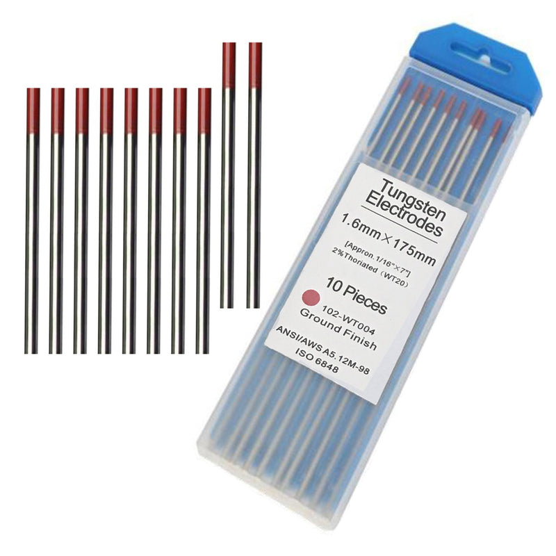  [AUSTRALIA] - TIG Welding Tungsten Electrodes 2% Thoriated Welding Rods 1/16” x 7” 10-Pack Red