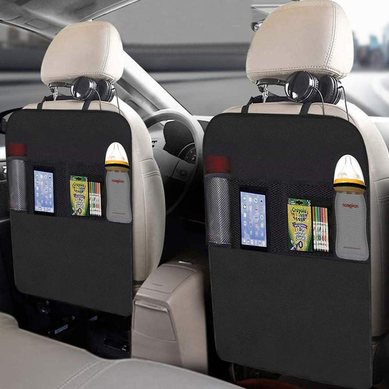  [AUSTRALIA] - Kick Mats with Organizer - 2 Pack Backseat Protector Seat Covers for Your Car, SUV, Minivan or Truck Seats - Vehicle Back Seat Kids Safety Accessories - Universal Fit Automotive Interior Protectors Black