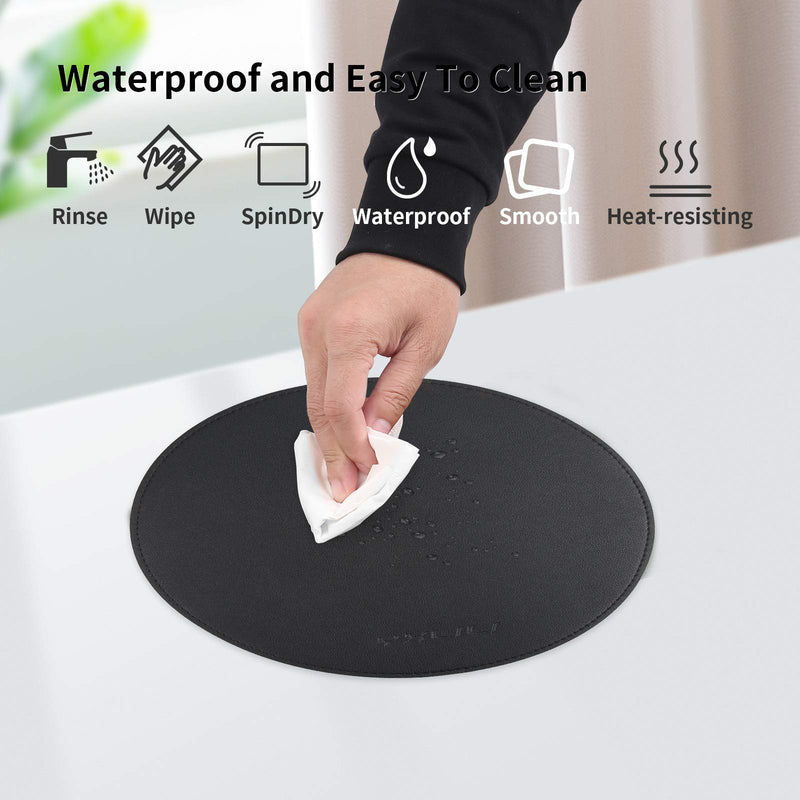 YXLILI Mouse Pad, Double-Sided Mouse Pads Small Round PU Leather Mouse Mat with Stitched Edge Waterproof Mouse Pads for Wireless Computer Mouse for Office Home Gaming Working Black/Red - LeoForward Australia