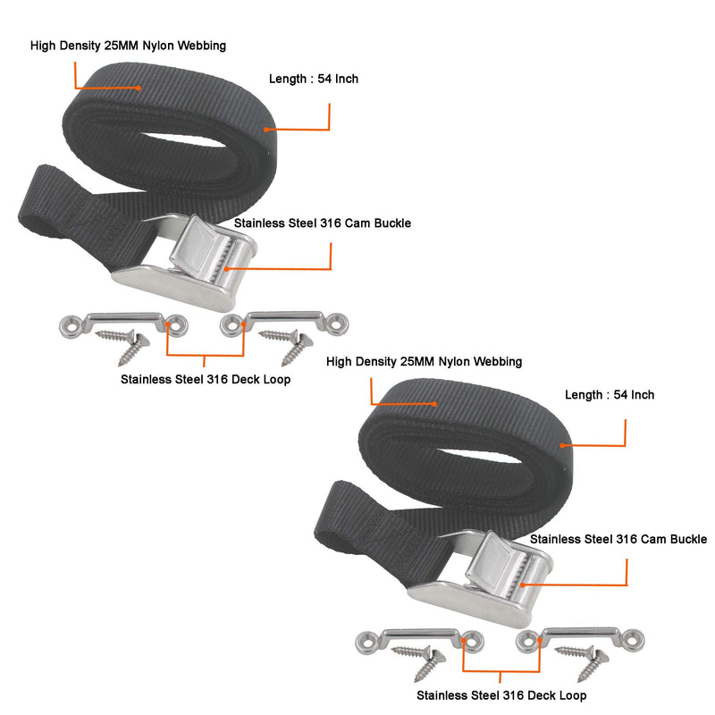  [AUSTRALIA] - YYST Battery Box Hold Tie Down Strap Kit Anti-UV w/Stainless Steel Cam Buckle (2)