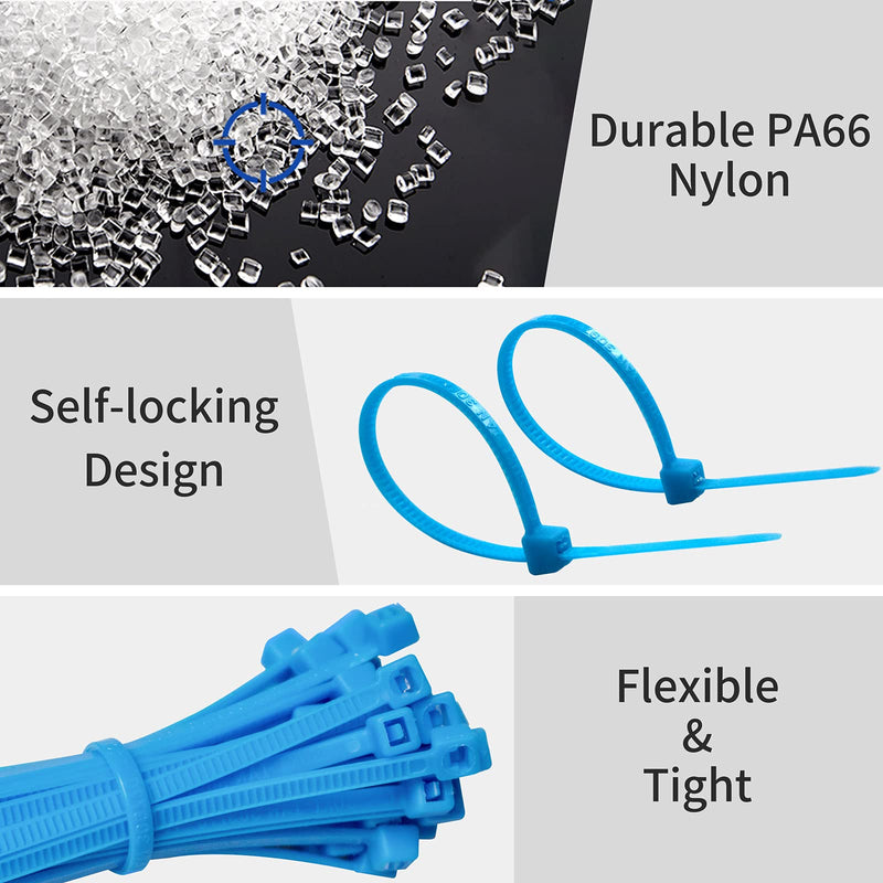  [AUSTRALIA] - 100 PCS Cable Zip Ties Blue 8 Inch x 0.1 Inch Width Self Locking Nylon Tie Wraps