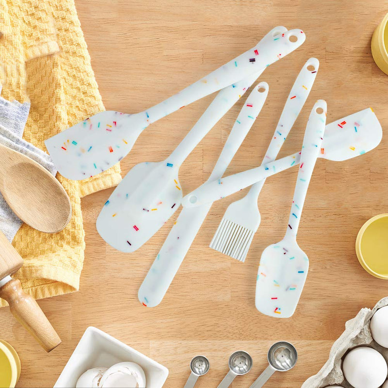  [AUSTRALIA] - Shebaking Silicone Spatula, 6 pieces Heat Resistant Rubber Spatulas Set for Baking, Cooking and Mixing Kitchen Utensils Seamless One Piece Spatula with Stainless Steel Core, Nonstick & Dishwasher Safe