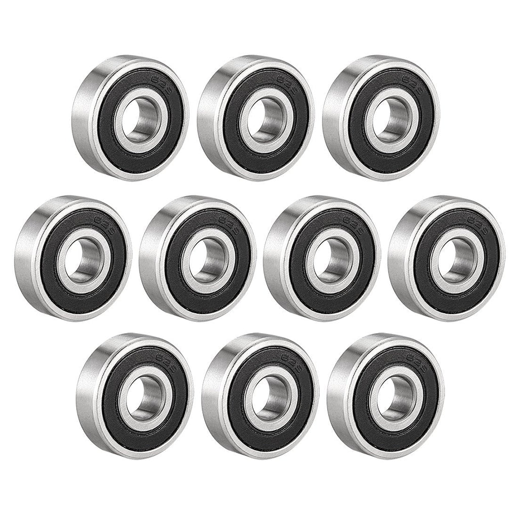  [AUSTRALIA] - uxcell 629-2RS Ball Bearing 9mm x 26mm x 8mm Double Sealed 180029 Deep Groove Bearings, Carbon Steel (Pack of 10) 9mmx26mmx8mm