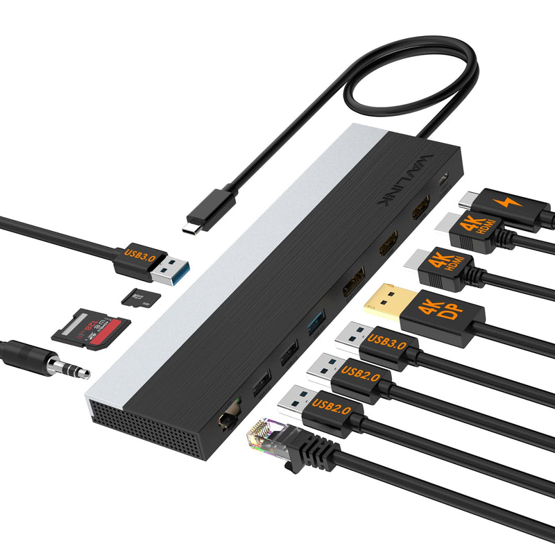  [AUSTRALIA] - WAVLINK 4K USB C Docking Station Triple Display - Dual HDMI + DisplayPort, 85W PD Charging, 4 USB Ports, LAN, SD Card Reader - Compatible with Dell XPS 13/15, MacBook Pro, Lenovo Yoga, and More