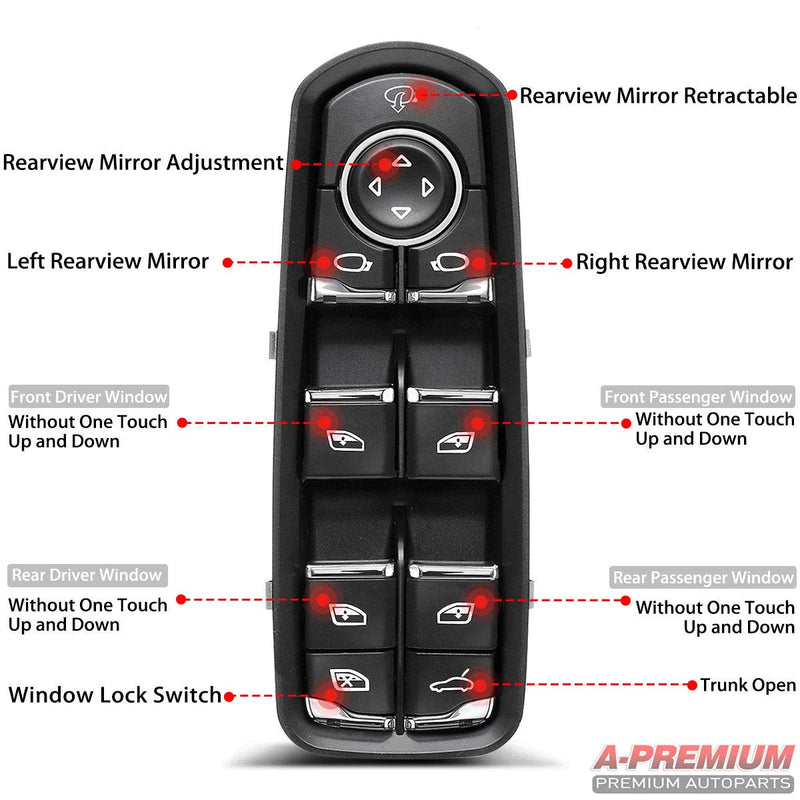 A-Premium Power Master Window Switch Replacement for Porsche Cayenne 2011-2014 Macan 2015-2015 Panamera 2010-2015 Front Left Driver Side - LeoForward Australia