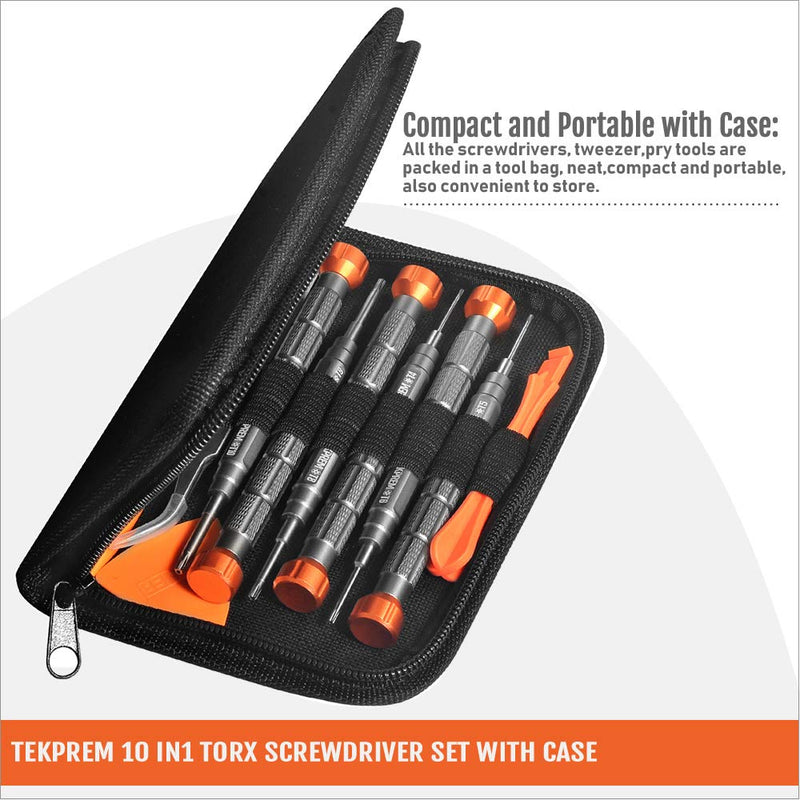  [AUSTRALIA] - TEKPREM 10 in 1 Torx Screwdriver Set with T4 T5 T6 T8 T9 T10 Torx Security Set,Small Precision Torx Repair Kit for Apple,Macbook,Mac mini,Xbox one Xbox360 Controller,PS3,PS4,Computer and Pocket Knives