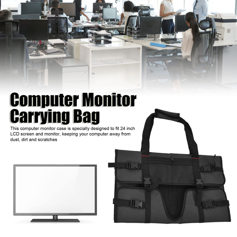  [AUSTRALIA] - Qiilu 24 Inch Computer Monitor Carrying Bag Black Home Computer Monitor Carrying Bag Portable Protective Carrying Case for 24In LCD Screens and