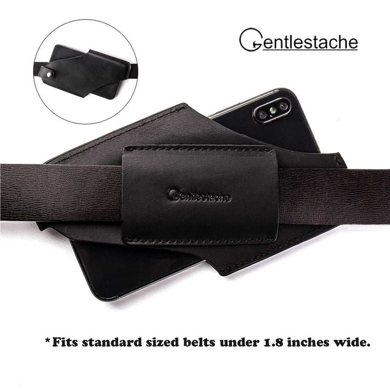  [AUSTRALIA] - Gentlestache Leather Phone Holster, Phone Holder for Belt Loop, Cell Phone Cases, Leather Belt Pouch with Magnetic Button Black A-Black