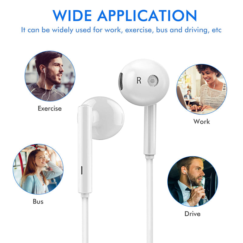  [AUSTRALIA] - 2Pack iPhone Wired Earbuds Earphones Headphones, Stereo Noise Canceling Isolating in Ear Headset with Built-in Microphone&Volume Control Compatible with iPhone 12 11 Pro Max Mini Plus SE X XS XR 8 7 Lightning Connector White