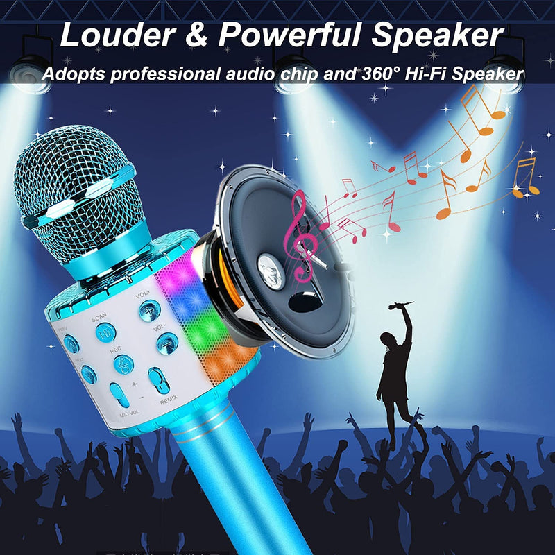  [AUSTRALIA] - Karaoke Microphone for Kids Gifts Age 4-12,Hot Toys for 5 6 7 8 Year Old Girls Singing Microphone,Popular Birthday Presents for 9 10 11 12 Year Old Teenager Blue