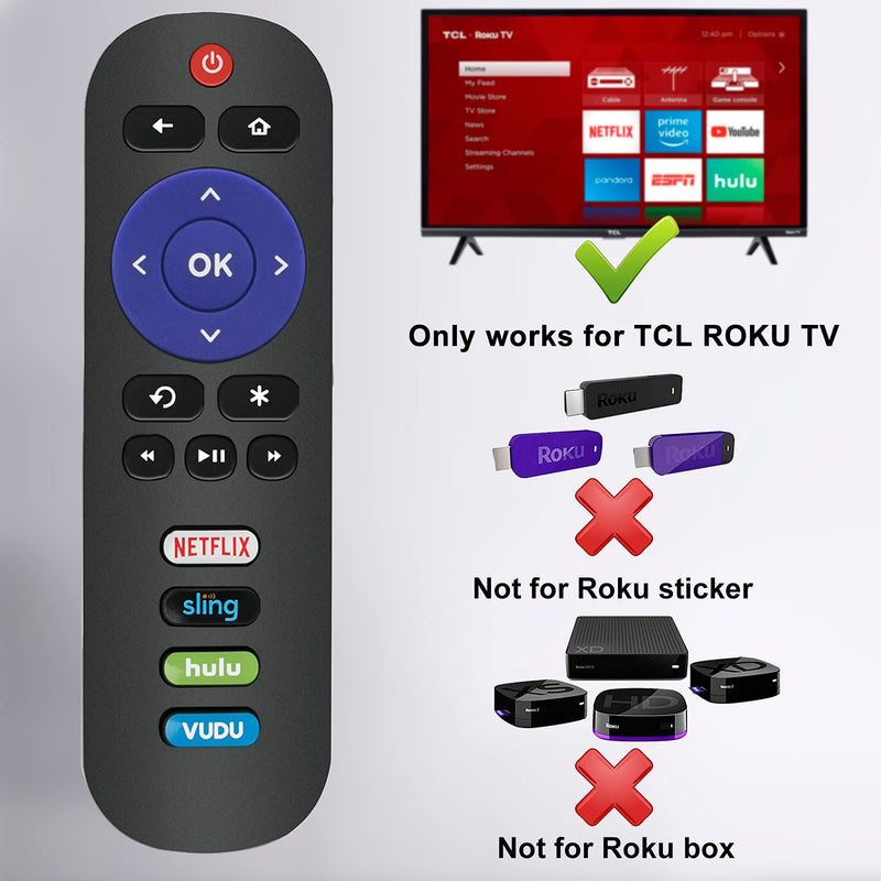 RC280 Remote Replacement for TCL Roku TV & All TCL Roku Smart LED TVs with Netflix Sling Hulu Vudu Keys - LeoForward Australia