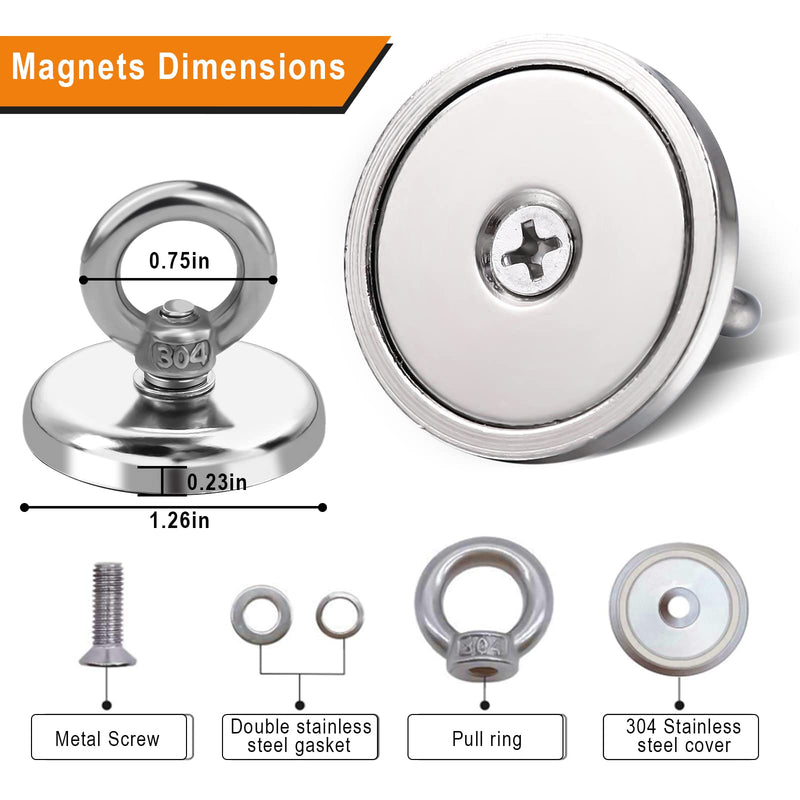  [AUSTRALIA] - DIYMAG Magnetic Hooks, 100 lbs Heavy Duty Rare Earth Neodymium Magnet Hooks with Countersunk Hole Eyebolt for Home, Kitchen, Workplace, Office and Garage, Pack of 6 100lbs Magnetic Hooks-6P