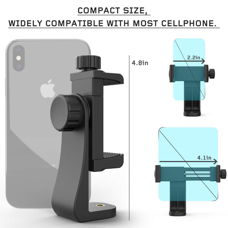  [AUSTRALIA] - Universal Phone Tripod Mount Adapter with Ｗireless Camera Remote, Cell Phone Holder with Adjustable Clamp for Selfie Stick Monopod Compatible with iPhone, Samsung and so on, Wrist Strap Included
