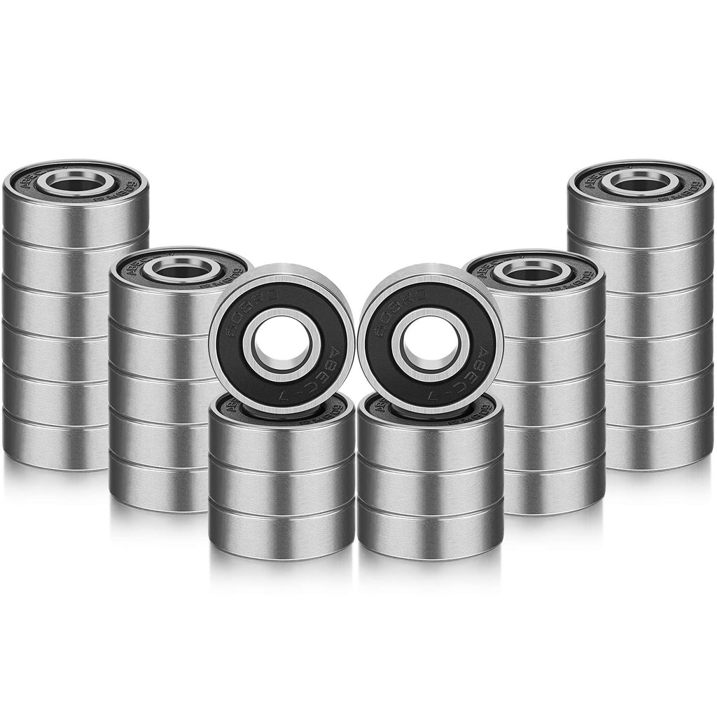  [AUSTRALIA] - 30 Pieces Skateboard Bearings Ball Bearing Deep Groove Ball Bearing Double Rubber Bearings Sealed Bearing for Skateboards, Inline Skate, Roller Blade Skates, 8 mm x 22 mm x 7 mm (608RS)