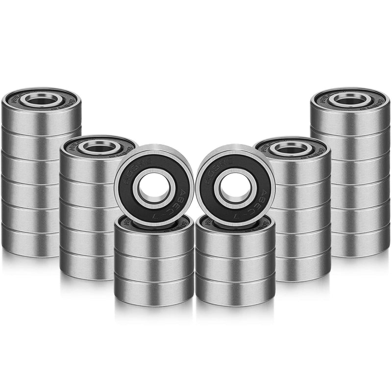  [AUSTRALIA] - 30 Pieces Skateboard Bearings Ball Bearing Deep Groove Ball Bearing Double Rubber Bearings Sealed Bearing for Skateboards, Inline Skate, Roller Blade Skates, 8 mm x 22 mm x 7 mm (608RS)