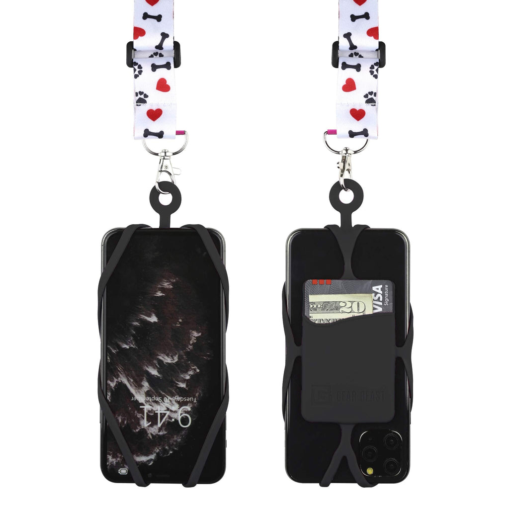  [AUSTRALIA] - Gear Beast Cell Phone Lanyard - Universal Mobile Phone Lanyard with Case Holder, Card Pocket, Soft Neck Strap, and Adjustable Clip - Compatible with iPhone, Galaxy & Most Smartphones - I love Dogs