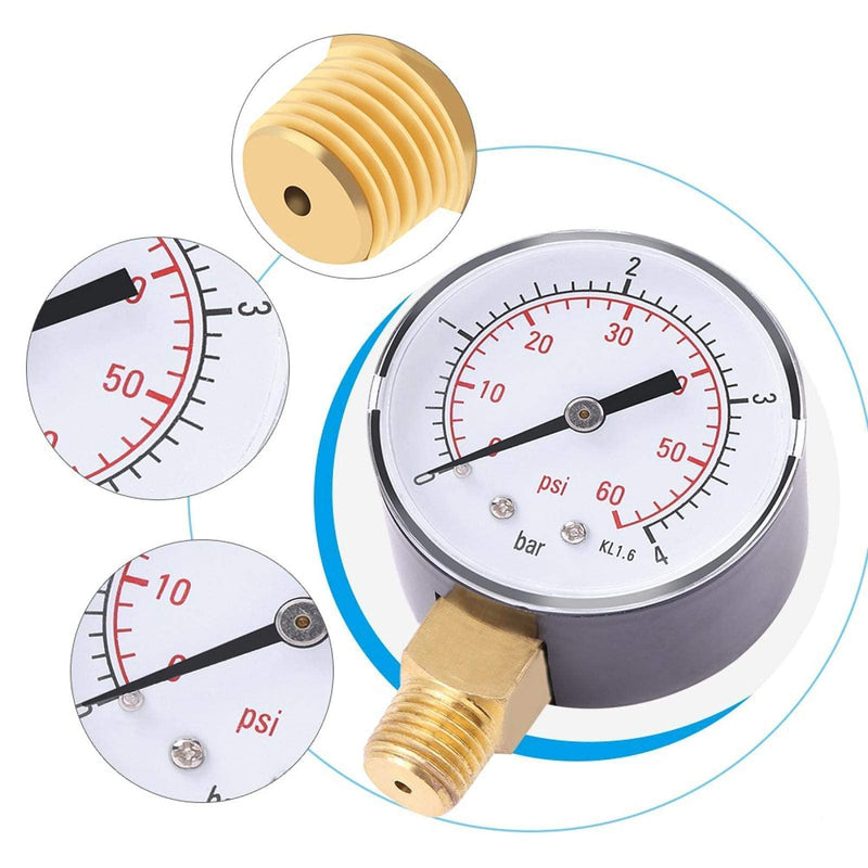  [AUSTRALIA] - Pressure gauge, pressure tester 0-4 bar/0-60 psi 1/4 inch NPT hydraulic pressure gauge for air, water, oil, air and other materials