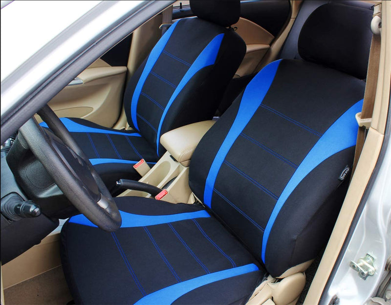  [AUSTRALIA] - AUTO HIGH Car Seat Covers Full Set - Breathable Mesh Cloth Automotive Front and Back Seat Protect Covers - Fits Most Car Truck Van SUV, Blue & Black TY1842blue
