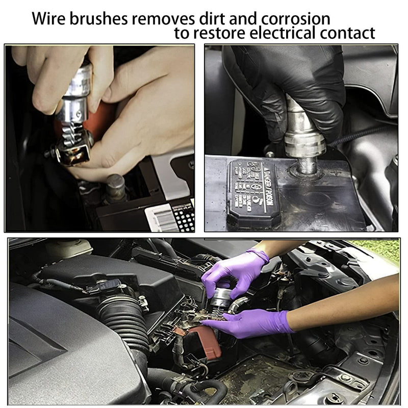  [AUSTRALIA] - 2 pcs Car Wash Cleaning Battery Wire Brush Post Terminal Cable Cleaner Dirt Corrosion Brushes Hand Tool Car Detailing Brushes