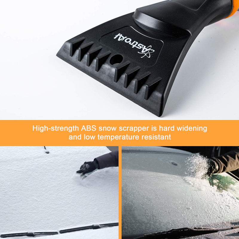  [AUSTRALIA] - AstroAI 2 Pack 27” Snow Brush and Detachable Deluxe Ice Scraper with Ergonomic Foam Grip for Cars (Heavy Duty ABS, PVC Brush)