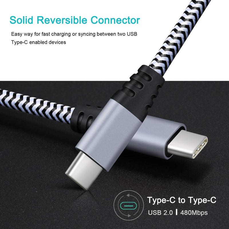 USB C Cable Short, Besgoods 2-Pack 1.5ft USB 2.0 Type C to Type C Fast Charging Braided Cords Compatible Pixel 2/2 XL, Nexus 6P 5X, Samsung Galaxy S8, S8+ S9, Note 8 - White White White - LeoForward Australia