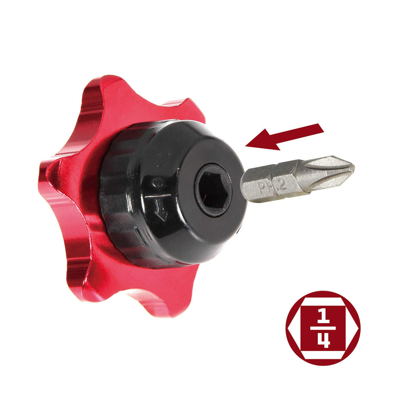 Powerbuilt 1/4-Inch Drive 2 in 1 Thumb Ratchet & Bits Driver, Finger Ratchet,Red,941248 - LeoForward Australia