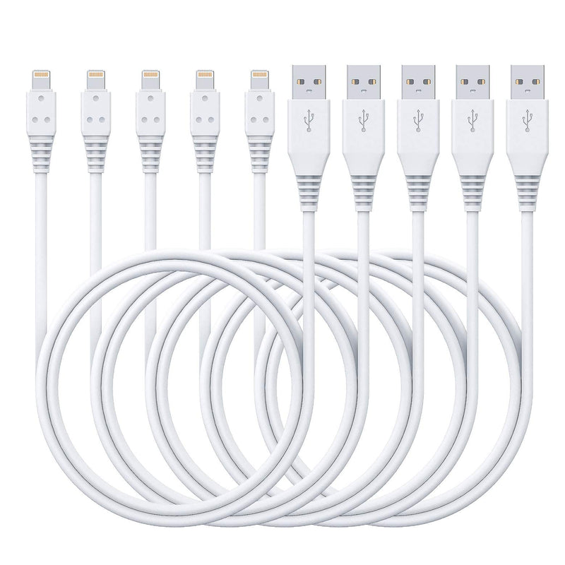  [AUSTRALIA] - iPhone Charger 3ft 5Pack,Lightning Cable 3 Foot,MFi Certified Charging Cord 3 feet Compatible with Apple iPhone 11/Pro/Max/SE/X/XS Max/XR/8/8 Plus/iPad/iPod (White) White