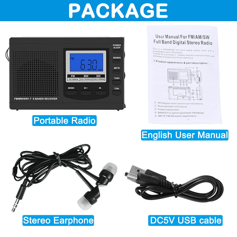  [AUSTRALIA] - HanRongDa AM FM Shortwave Radio Portable with Excellent Reception and Backlit, Battery Operated Radios with Alarm Clock and Sleep Timer, Small Digital Tuner for Camping, Fishing, Traveling HRD-310