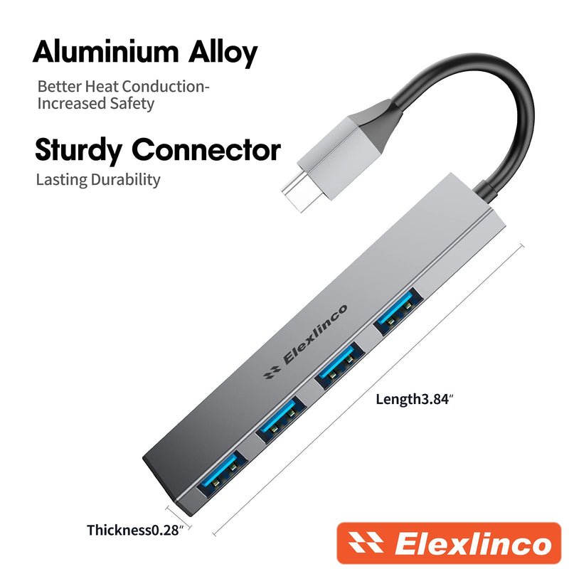  [AUSTRALIA] - USB C Hub3.0,4-Port Ultra Slim Data Type C to USB 3.0 Adapter for MacBook,Mac Pro/Air,Ipad Pro More USB C Devices