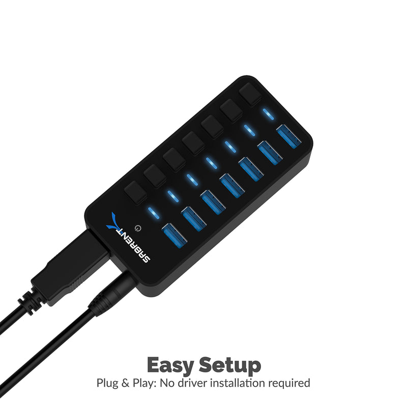  [AUSTRALIA] - Sabrent 36W 7-Port USB 3.0 Hub with Individual Power Switches and LEDs Includes 36W 12V/3A Power Adapter (HB-BUP7)