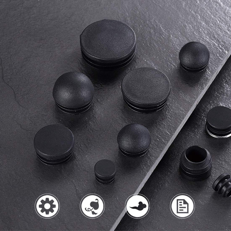  [AUSTRALIA] - Suiwotin 20PCS 12.5mm (0.49 Inch) Round Plastic Plug, Round Black Plastic End Cap, Pipe Tubing End Cap, Furniture Finishing Plug 12.5 x 12.5 20 Pack