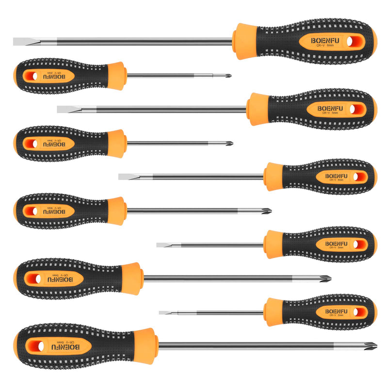 BOENFU 10-Piece Phillips and Slotted Magnetic Screwdriver Set Flathead Cross Tip Screwdrivers Hand Tool with Carry Bag 2mm 3mm 4mm 5mm 6mm Security Screwdriver Set for Repair Home Improvement Craft - LeoForward Australia