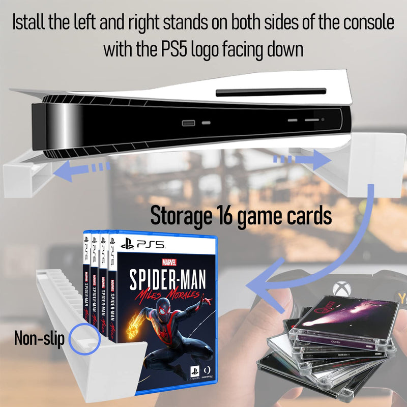  [AUSTRALIA] - Sutekus PS5 Horizontal Stand PS5 Accessories PS5 Desk Stand with 16 Games Slots for Playstation 5 Console