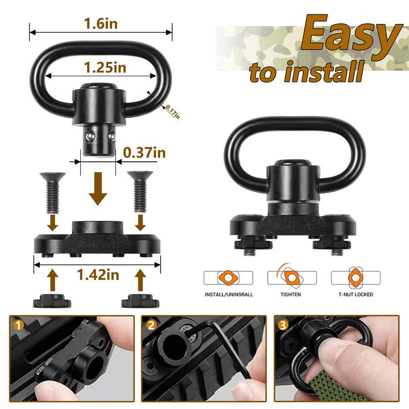  [AUSTRALIA] - Bvgeleat Rifle Sling Two Point Quick Adjustment Rifle Sling QD Sling Swivel Joint Mlok Rail Button Quick Release Sling Attachment. Green