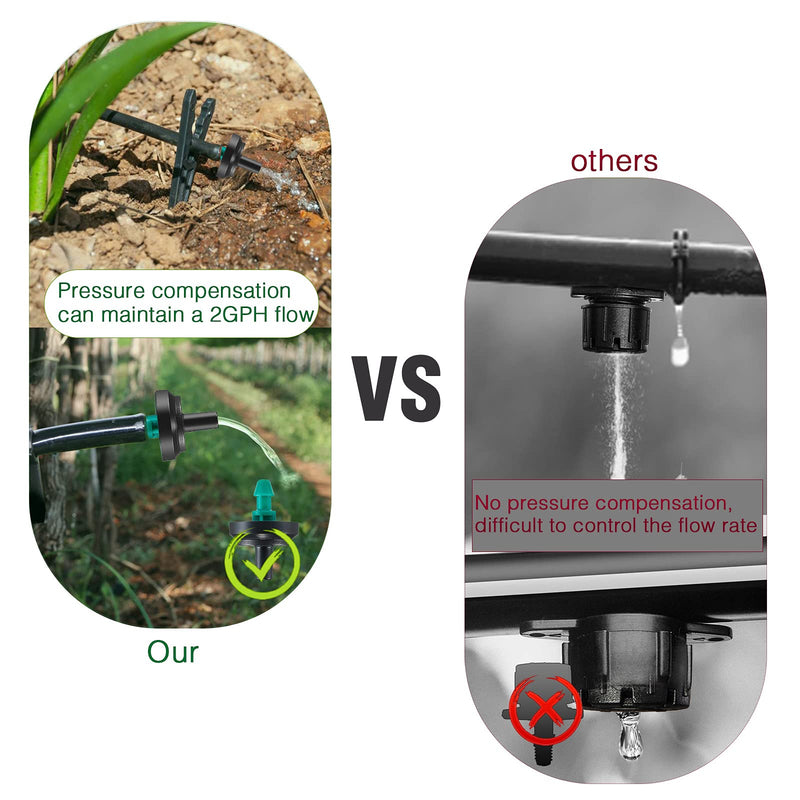  [AUSTRALIA] - LiquiDrip 2 GPH Irrigation Drippers & Drip Emitters Maintain Constant Flow, 2 GPH Pressure Compensating Drippers, 2 GPH Inline Drippers & Drip Irrigation Emitters, 50 Per Bag, Green/Black