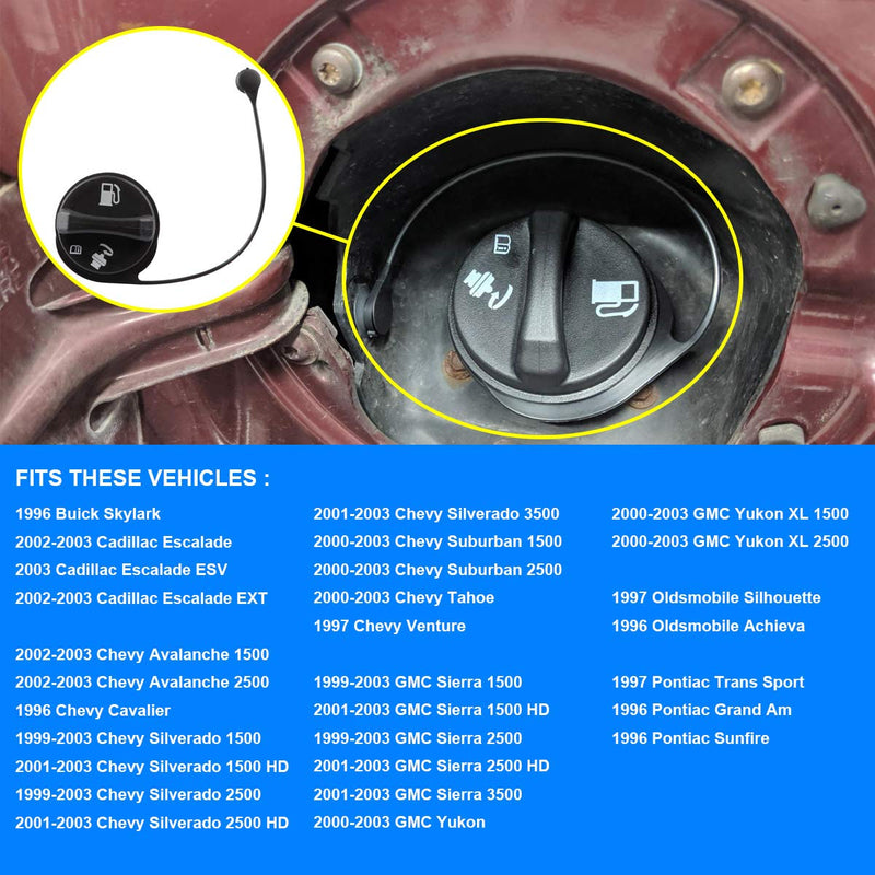  [AUSTRALIA] - Gas Cap, Fuel Tank Cap Replace GT231, 15763227 for 1999-2003 Chevy Silverado GMC Sierra, 2000-2003 Chevy Suburban 1500 2500 Tahoe GMC Yukon, 2002-2003 Cadillac Escalade Chevy Avalanche 1500 2500, More