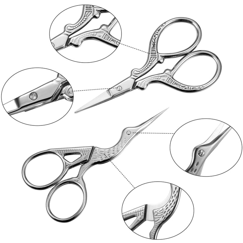  [AUSTRALIA] - 3 Pieces Stork Scissors Stainless Steel Crane Design Sewing Scissors Embroidery Scissors Tailor Scissors Dressmaker Shears for Embroidery, Paper Cutting, Sewing and Daily Activities (Silver)