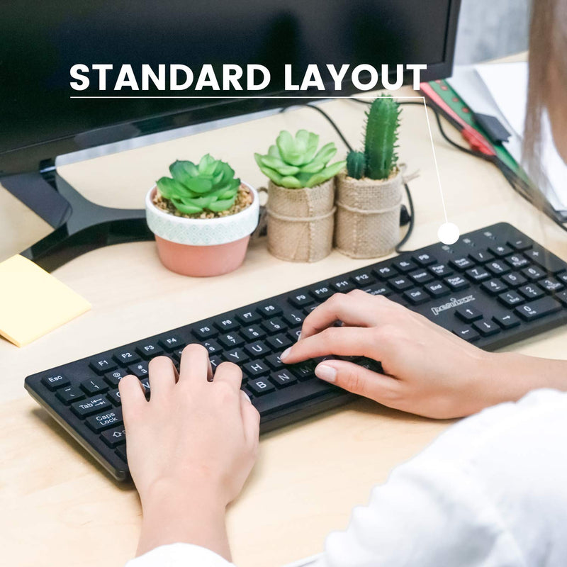 Perixx PERIBOARD-117 Wired USB Keyboard with Standard US Layout and Chiclet Big Print Keys, Black - LeoForward Australia