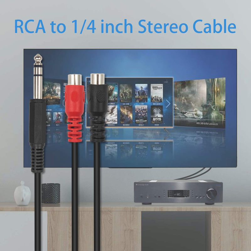  [AUSTRALIA] - Poyiccot RCA to 1/4 Adapter, RCA Female to 1/4 '' Splitter Cable, 6.35mm 1/4 inch TRS Stereo Jack Male to 2 RCA Female Plug Y Splitter Adapter Cable, 6.35mm to RCA Cable 20cm/8inch (6.35M-2RCAFM