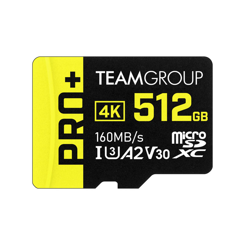  [AUSTRALIA] - TEAMGROUP A2 Pro Plus Card 512GB Micro SDXC UHS-I U3 A2 V30, R/W up to 160/110 MB/s for Nintendo-Switch, Steam Deck, Gaming Devices, Tablets, Smartphones, 4K Shooting, with Adapter TPPMSDX512GIA2V3003 PRO PLUS A2 U3 V30