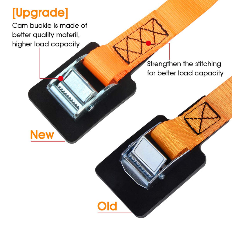  [AUSTRALIA] - JCHL Sturdy 20-foot-by-1-inch Tie Down Strap Lashing Strap Cargo Tie-Down Strap Padded Cam Lock Buckle 1000lbs Capacity (2-Pack) Orange-2Pack