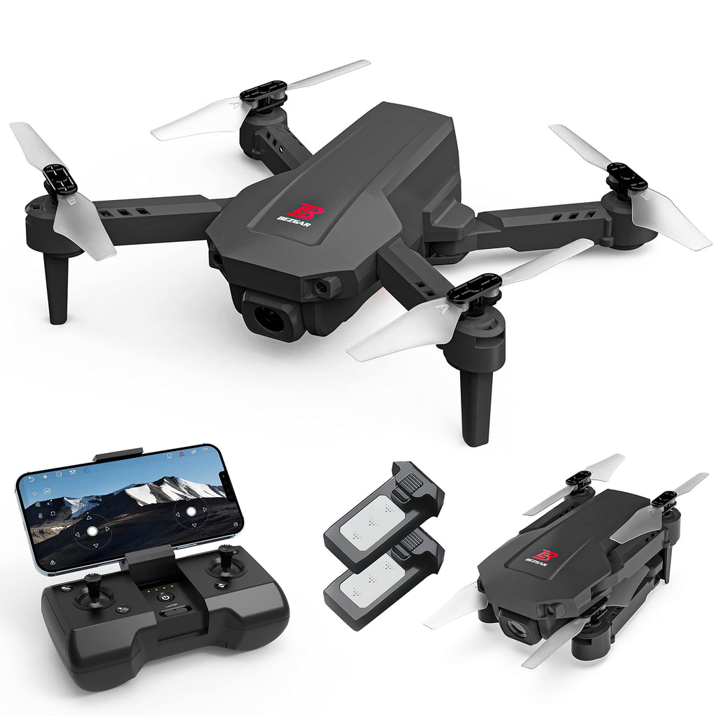 [AUSTRALIA] - BEZGAR HQ054 Mini Foldable Drone for Kids w/ 1080P HD FPV Camera,Remote Control Drones with Camera for Adults ＆ Beginners,RC Quadcopter Toys Gifts for Boys Girls w/ One Key Start 3D Flips 2 Batteries Black