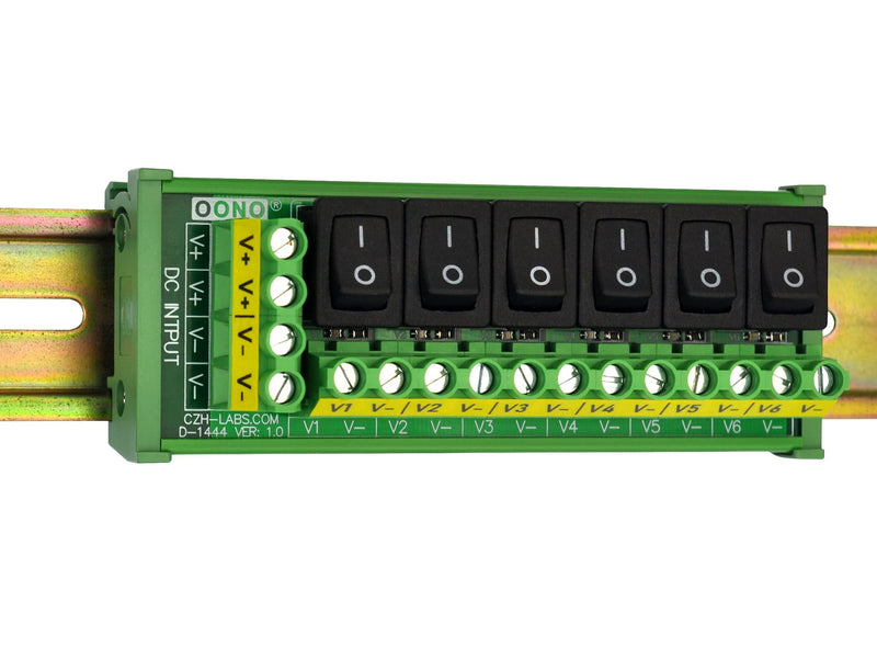  [AUSTRALIA] - DIN Rail Mount 6 Channel Rocker Switch DC Power Distribution Strip Module