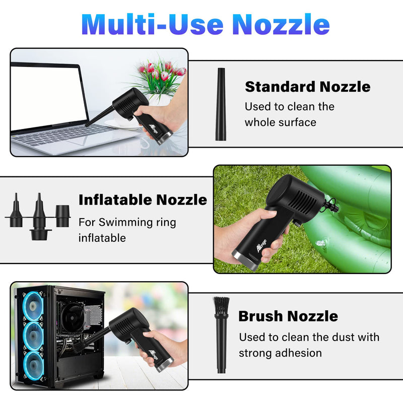  [AUSTRALIA] - Compressed Air Duster, 8000mAh Electric Air Duster, Portable Air Blower , Type-C Fast Charging, Brushless Motor, Replaces Compressed Air Cans for Computer Keyboard Electronics Cleaning