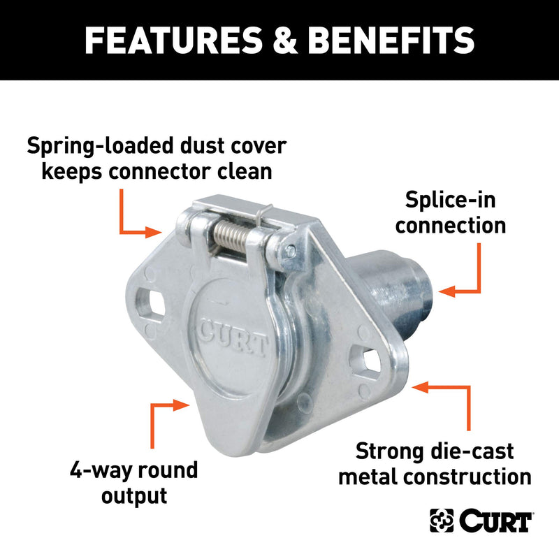  [AUSTRALIA] - CURT 58070 Vehicle-Side 4-Pin Round Trailer Wiring Harness Socket