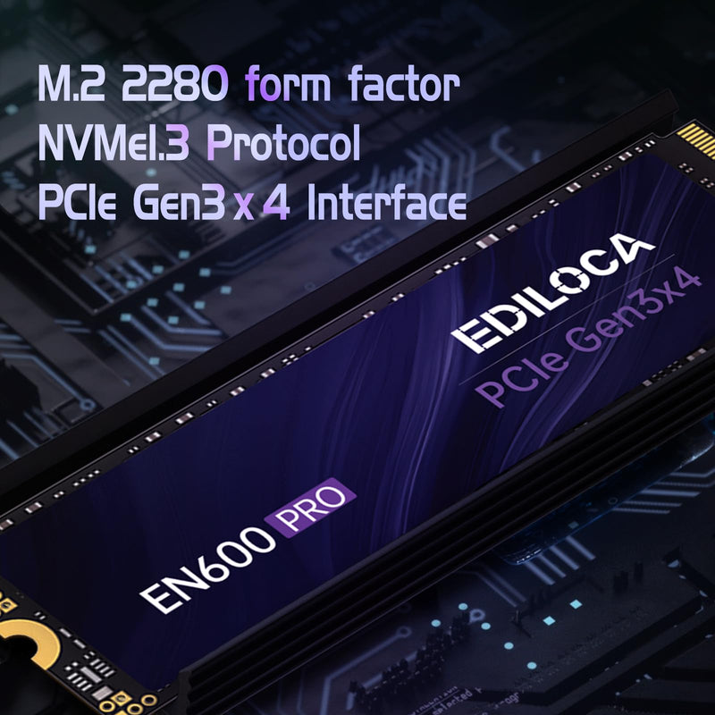  [AUSTRALIA] - Ediloca EN600 PRO SSD 1TB PCle 3.0x4, NVMe M.2 2280, Up to 3500MB/s, Internal Solid State Drive, SLC Cache 3D NAND TLC, Graphene Cooling Sticker, Storage for PC, Desktop and Laptops EN600 pro_PCIe 3.0_3500MB/s